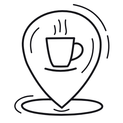 Location Pin Cafe, Animated Icon, Outline