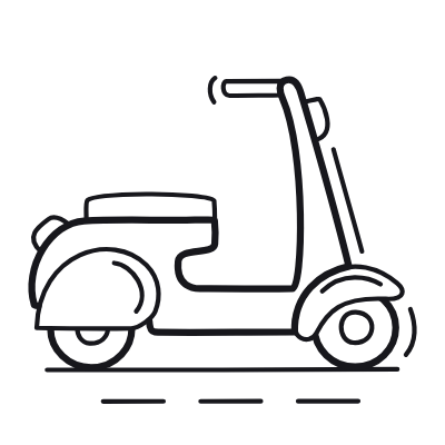 Scooter, Animated Icon, Outline