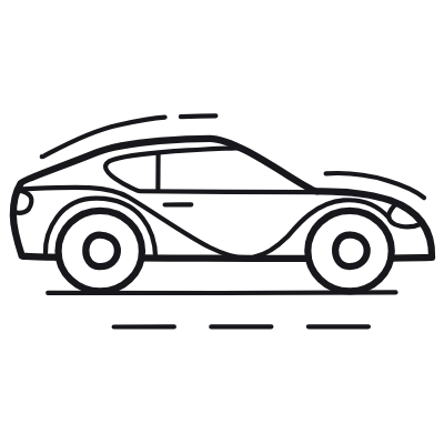 Sport Car, Animated Icon, Outline