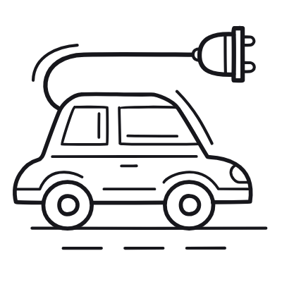 Electric Car, Animated Icon, Outline