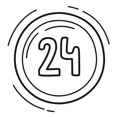 24-Hour, Animated Icon, Outline