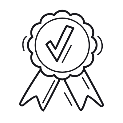 Badge Ribbon Check, Animated Icon, Outline