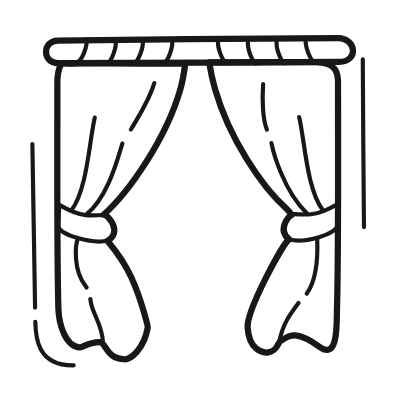 Curtains, Animated Icon, Outline