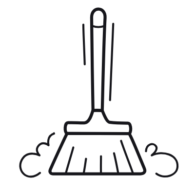 Broom, Animated Icon, Outline