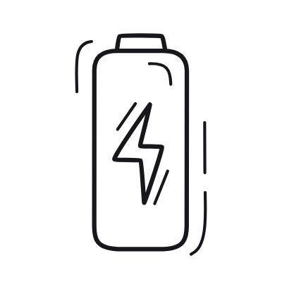 Battery Bolt, Animated Icon, Outline