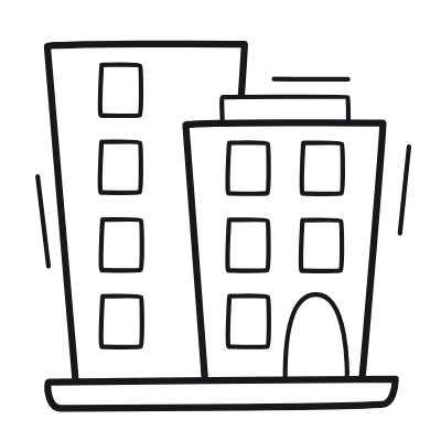 Two Buildings, Animated Icon, Outline