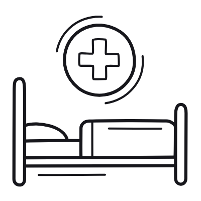 Hospital Bed, Animated Icon, Outline