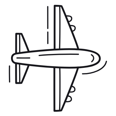 Airplane Horizontal, Animated Icon, Outline