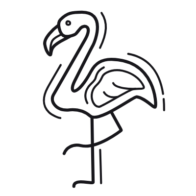 Flamingo, Animated Icon, Outline
