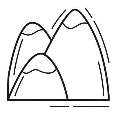 Mountains, Animated Icon, Outline