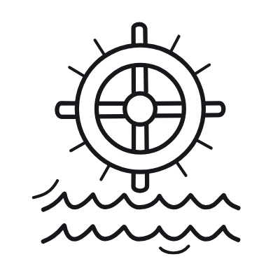 Water Wheel, Animated Icon, Outline