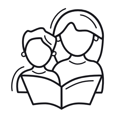 Reading Babies, Animated Icon, Outline