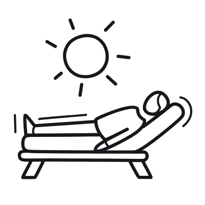 Sunbathing, Animated Icon, Outline