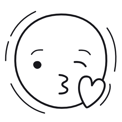Blowing Kiss, Animated Icon, Outline