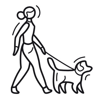 Woman Dog Walk, Animated Icon, Outline