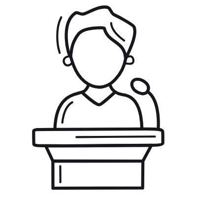 Man Lecturer, Animated Icon, Outline