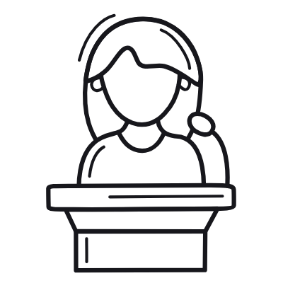 Woman Lecturer, Animated Icon, Outline