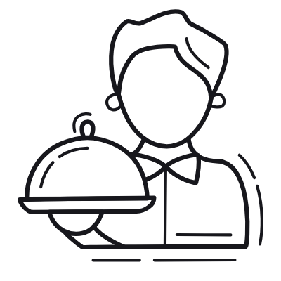 Man Waiter, Animated Icon, Outline