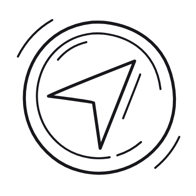 Navigation Circle, Animated Icon, Outline