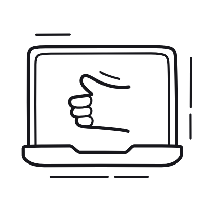 Laptop Thumb up, Animated Icon, Outline