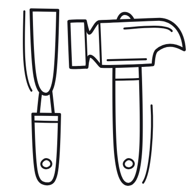 Chisel Hammer, Animated Icon, Outline