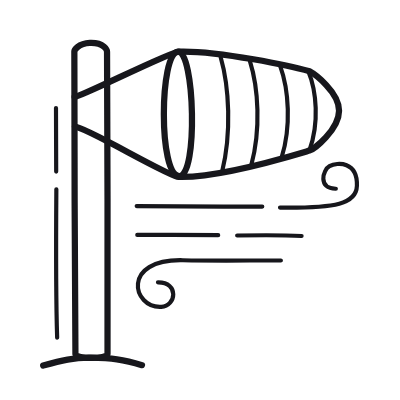 Wind Sock, Animated Icon, Outline