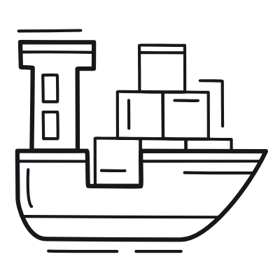 Cargo Ship, Animated Icon, Outline