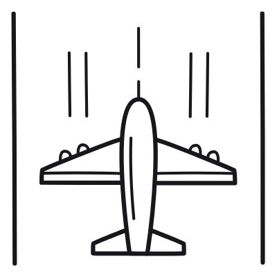 Runway Airplane, Animated Icon, Outline