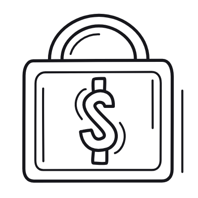 Lock Dollar, Animated Icon, Outline
