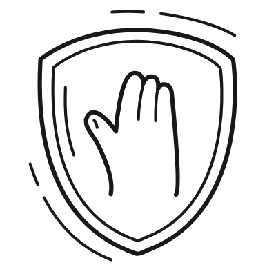 Shield Hand, Animated Icon, Outline