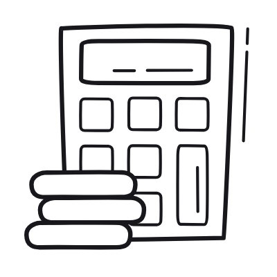 Calculator Coins, Animated Icon, Outline
