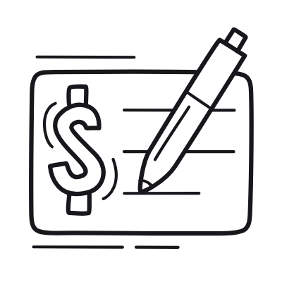 Bank Check, Animated Icon, Outline