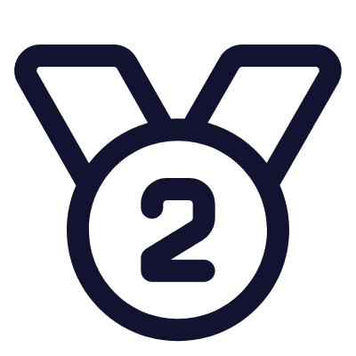 Medal Second Place, Animated Icon, Outline