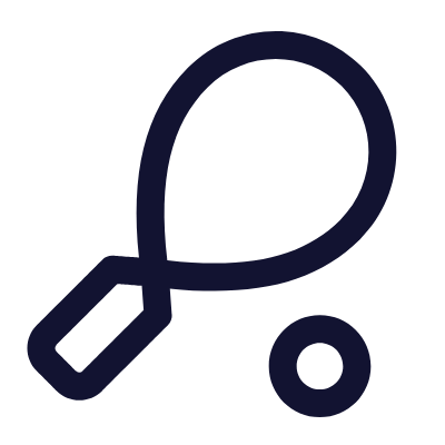 Ground Tennis Racquet, Animated Icon, Outline