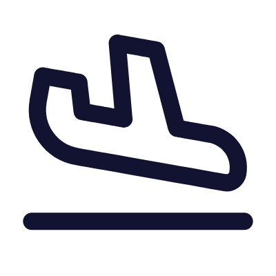 Airplane Land, Animated Icon, Outline