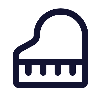Grand Piano, Animated Icon, Outline
