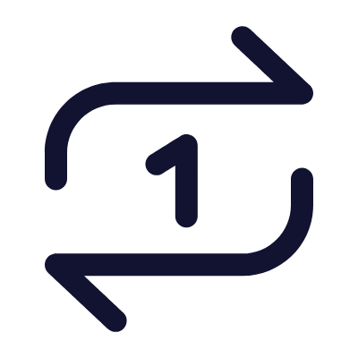 Arrows Loop One, Animated Icon, Outline