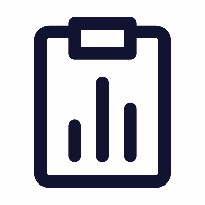 Clipboard Bar Chart, Animated Icon, Outline
