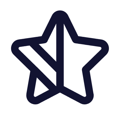 Star Half, Animated Icon, Outline