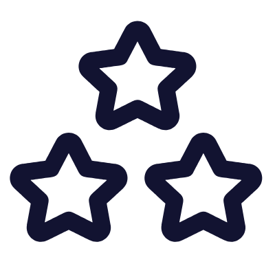 Three Stars, Animated Icon, Outline