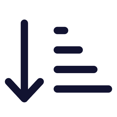 Sort Ascend Arrow Down, Animated Icon, Outline