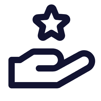 Hand Star, Animated Icon, Outline