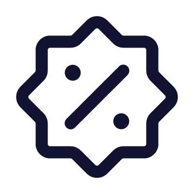 Badge Percent, Animated Icon, Outline