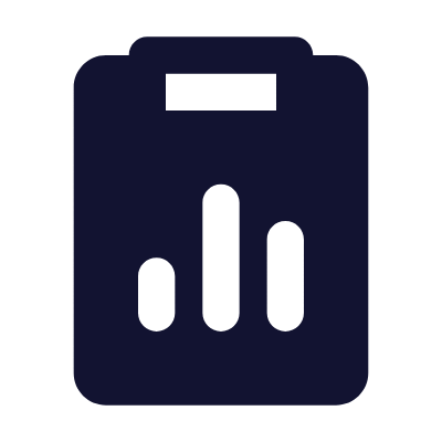 Clipboard Bar Chart, Animated Icon, Solid