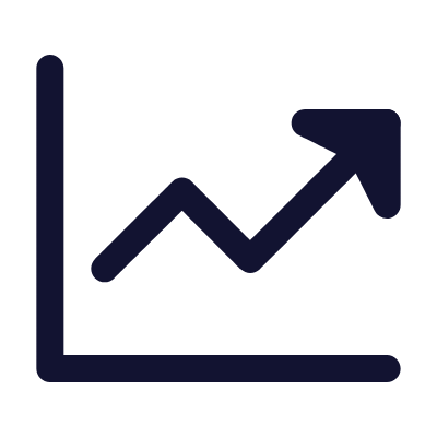 Line Graph Arrow Up, Animated Icon, Solid