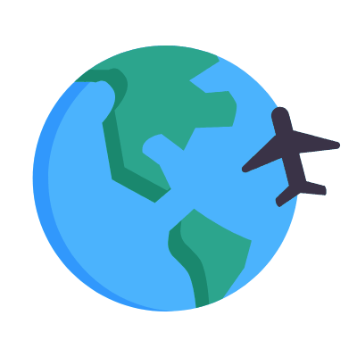 Globe Airplane, Animated Icon, Flat