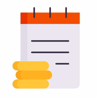 Notebook Coins, Animated Icon, Flat