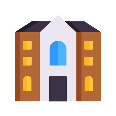 Municipal Building, Animated Icon, Flat