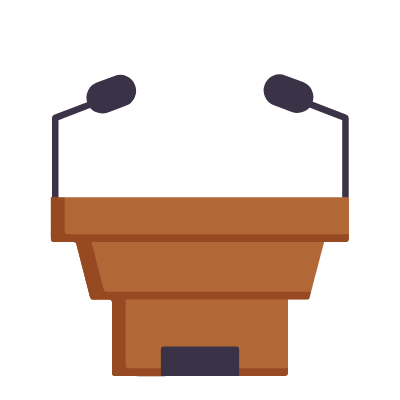Speaker Podium, Animated Icon, Flat