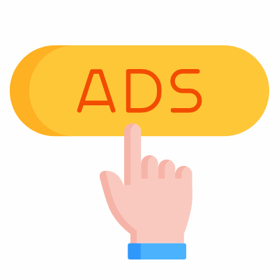 Button Ads, Animated Icon, Flat